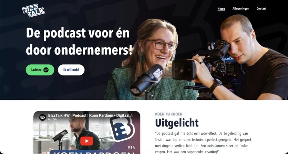 Screenshot van de Bizztalk HW website