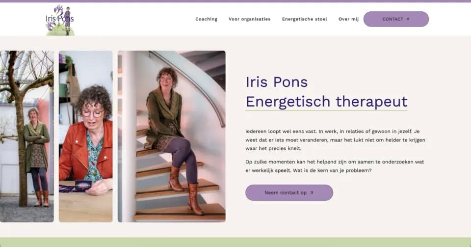 Screenshot van de Iris Pons website
