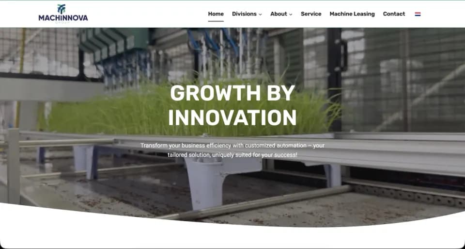 Screenshot van de Machinnova website
